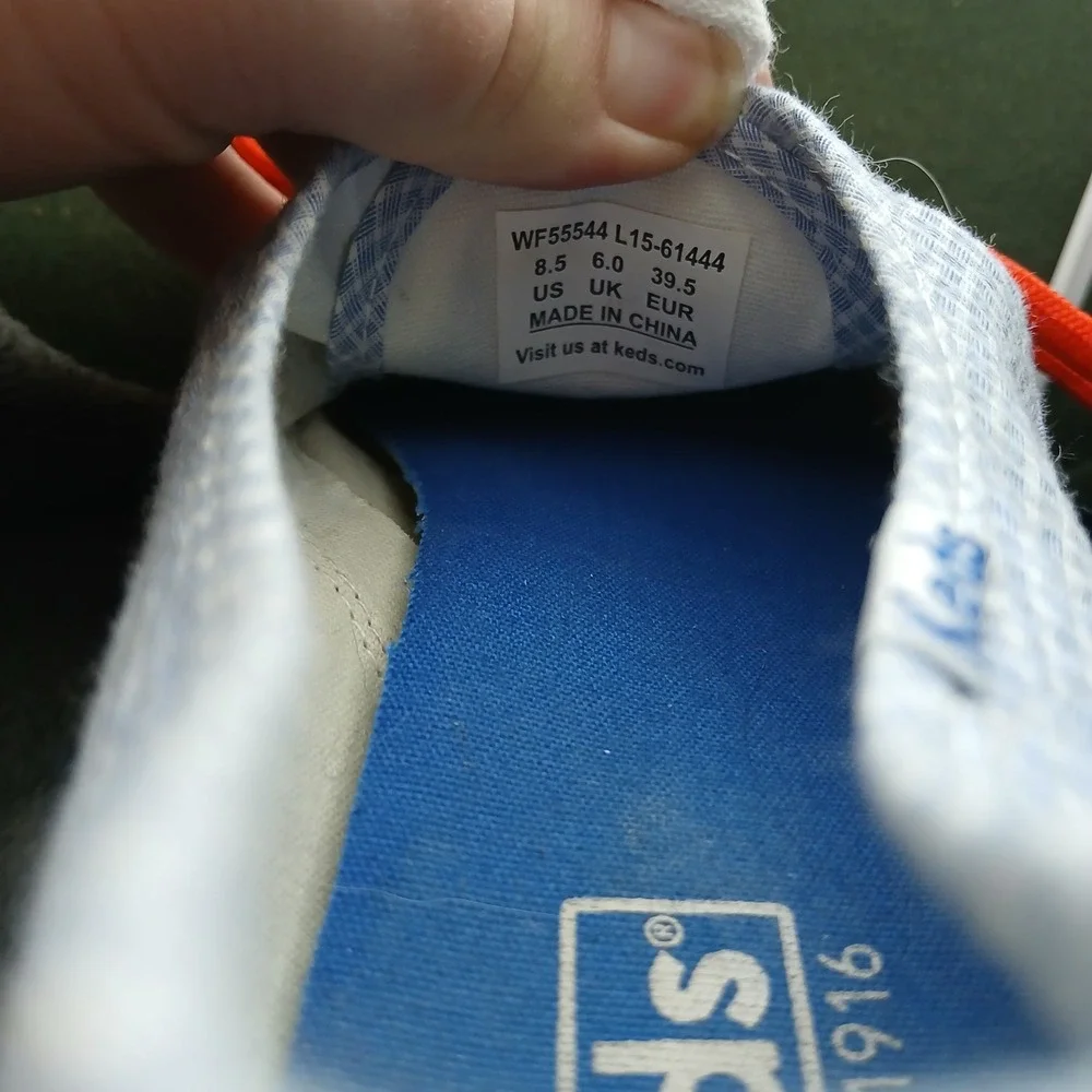 Keds Champion Canvas Gingham Blue White Lace Up Sneakers Shoes Women‎ US 8.5